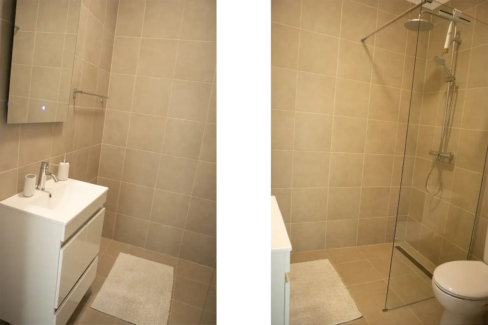 Diseño moderno: baño funcional con vistas a la Serra da Estrela. Diseño moderno y funcional: baño con ducha y espacio amplio y luminoso.