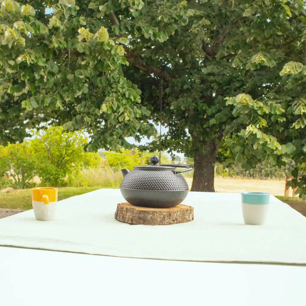 Una mesa al aire libre, ambiente campestre y tranquilo en la Serra da Estrela.