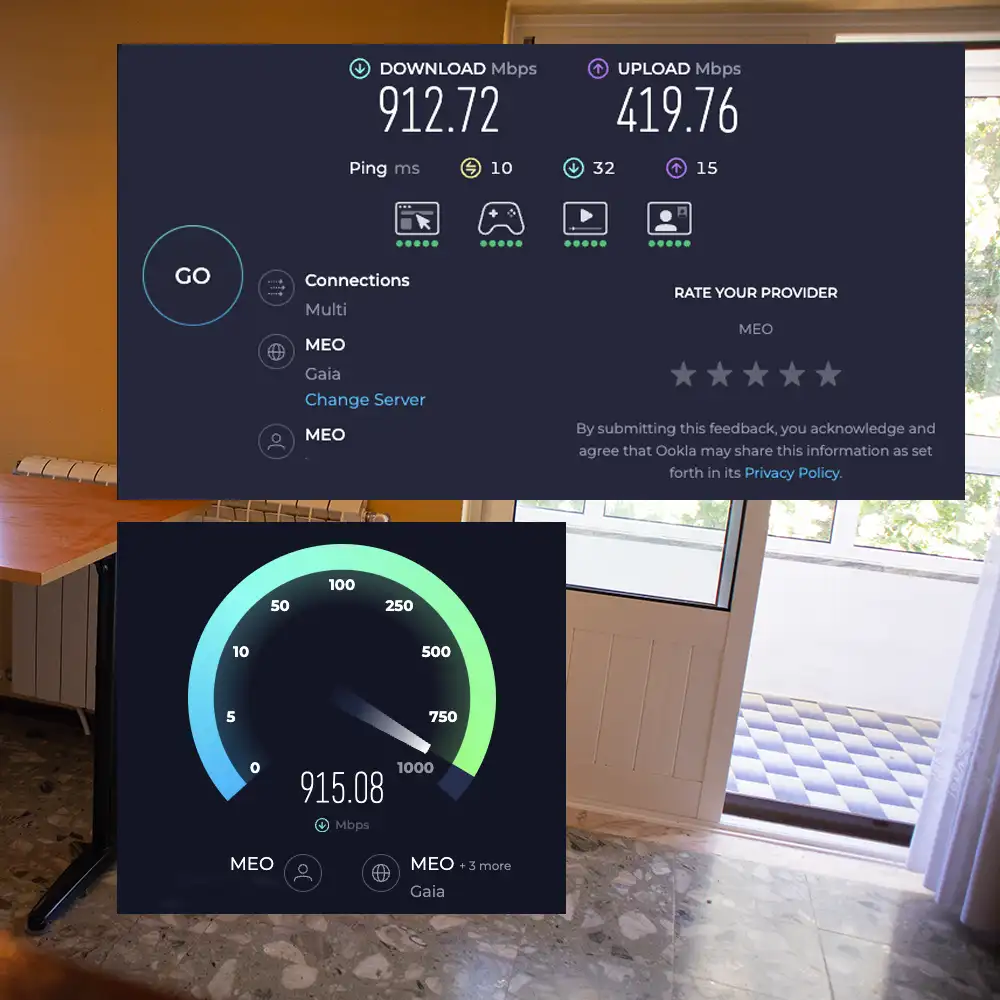 High-speed (1 gigabit) fibre optics internet