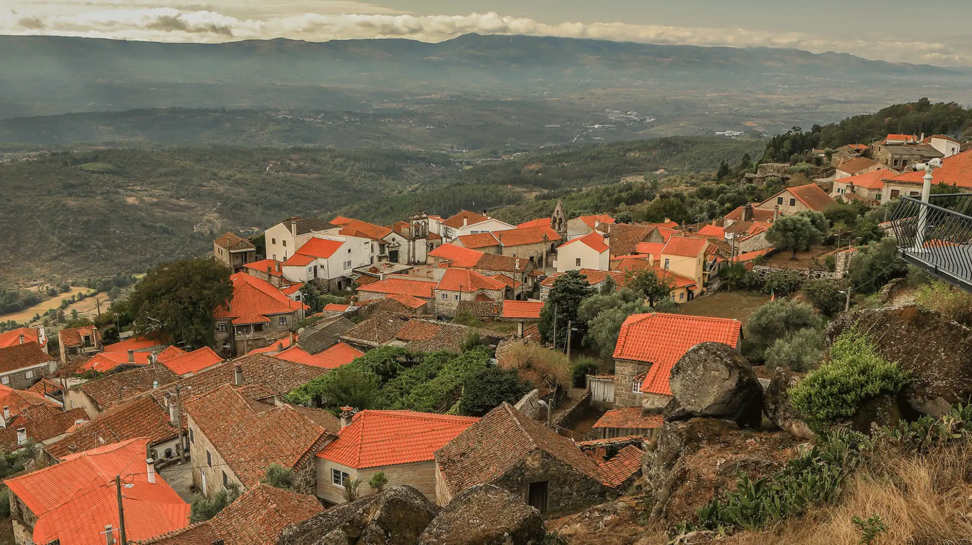 Algodres traditional rural village with scenic rolling hills