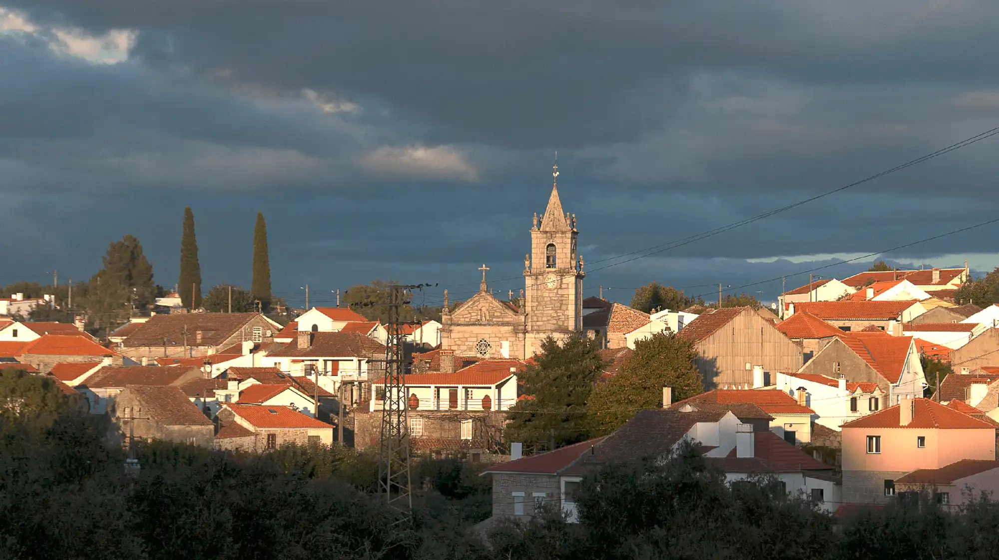 Figueiró da Granja rural village surrounded by olive groves and nature
