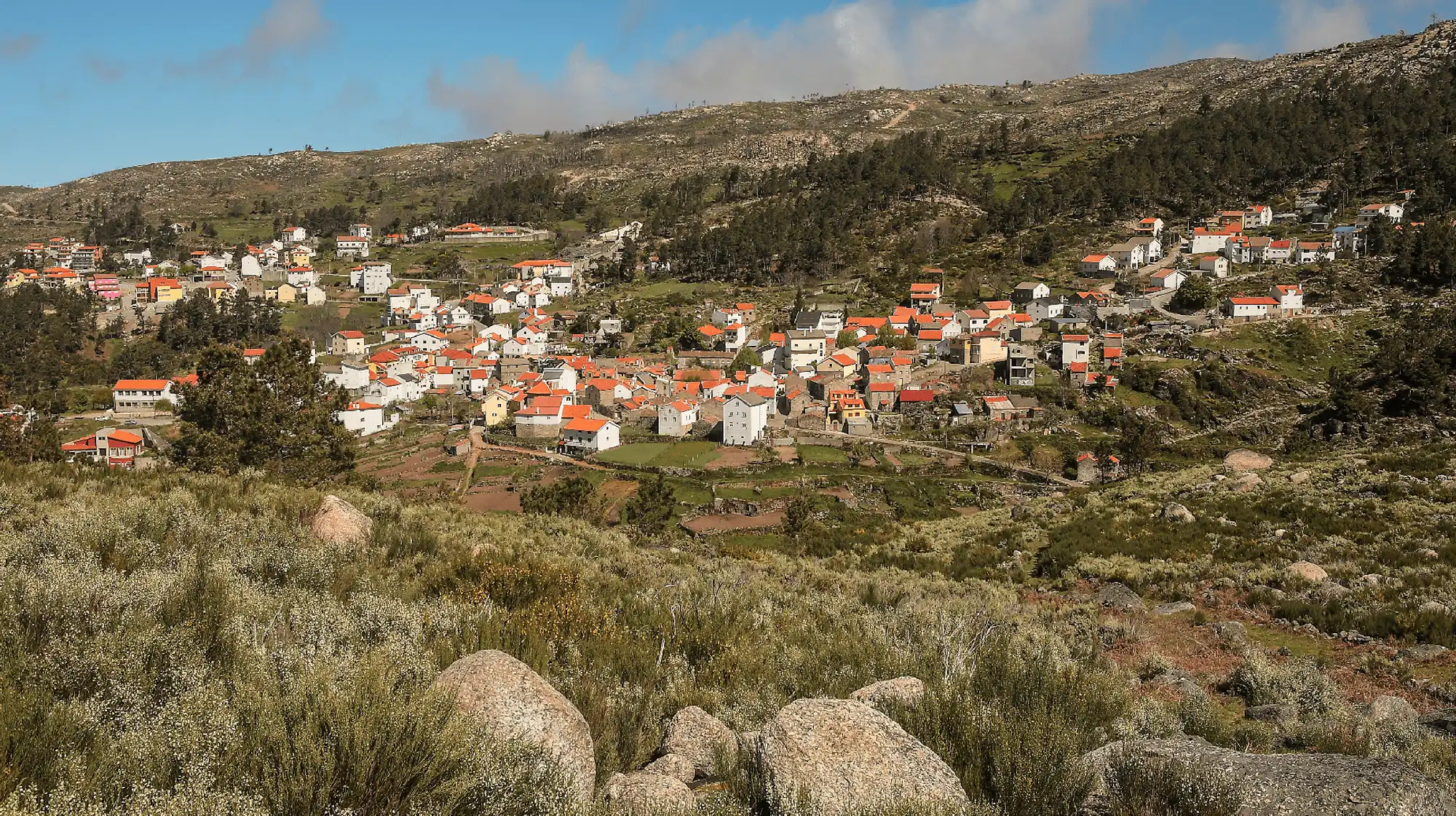 Sabugueiro the highest village in Portugal surrounded by Serra da Estrela peaks