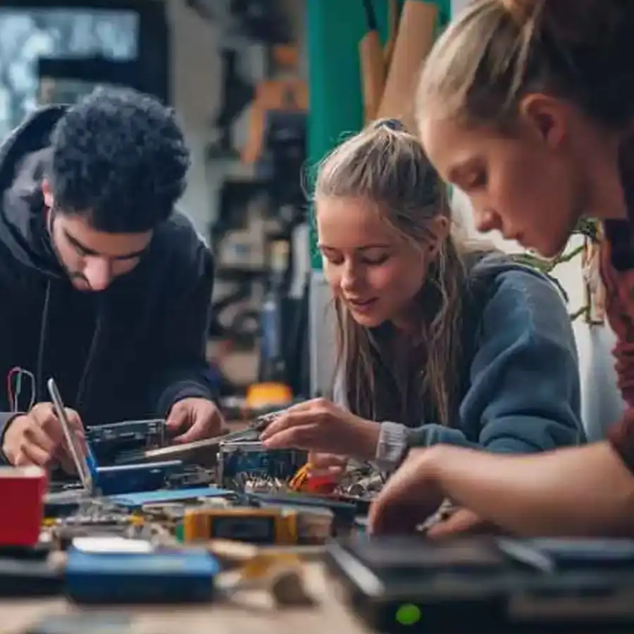 Samen kennis delen en afval verminderen tijdens een repair cafe.